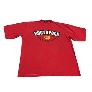 SouthPole Graphic Logo Tee Red‎ Mens XL Y2K Streetwear Casual